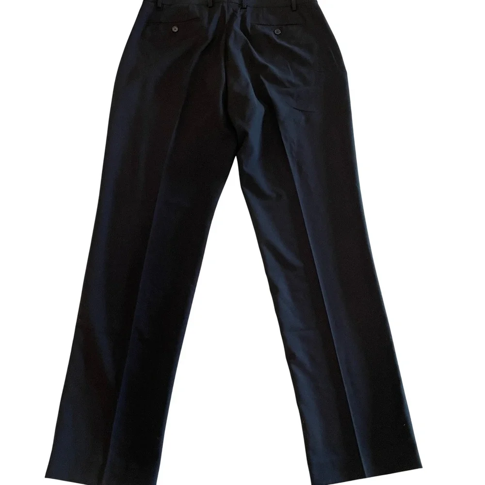 Calvin Klein Mens Black Flat Front Straight Leg Dress Pants Business 38x32